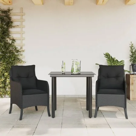 Set comedor de jardín 3 pzas con cojines ratán sintético negro von , Gartensets - Ref: Foro24-3211927, Preis: 277,85 €, Rabat...