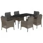 Set comedor jardín 7 pzas y cojines ratán sintético gris by , Garden sets - Ref: Foro24-3211952, Price: 790,74 €, Discount: %