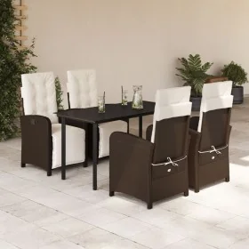 Set comedor de jardín 5 piezas y cojines ratán sintético marrón von , Gartensets - Ref: Foro24-3212551, Preis: 685,74 €, Raba...