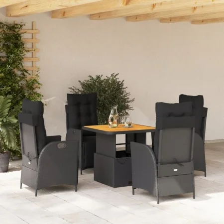 Set de muebles jardín 5 pzas con cojines ratán sintético negro by , Garden sets - Ref: Foro24-3277448, Price: 688,01 €, Disco...