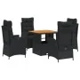 Set de muebles jardín 5 pzas con cojines ratán sintético negro by , Garden sets - Ref: Foro24-3277448, Price: 688,01 €, Disco...