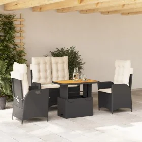 Juego comedor jardín 4 piezas con cojines ratán sintético negro by , Garden sets - Ref: Foro24-3277443, Price: 513,71 €, Disc...