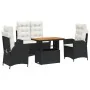 Juego comedor jardín 4 piezas con cojines ratán sintético negro by , Garden sets - Ref: Foro24-3277443, Price: 495,65 €, Disc...