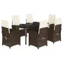 Set comedor de jardín 7 pzas con cojines ratán sintético marrón von , Gartensets - Ref: Foro24-3212346, Preis: 933,48 €, Raba...