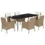 Set comedor de jardín 7 pzas con cojines ratán sintético beige by , Garden sets - Ref: Foro24-3211967, Price: 930,85 €, Disco...