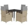 Set comedor de jardín 5 pzas con cojines ratán sintético beige by , Garden sets - Ref: Foro24-3212585, Price: 703,42 €, Disco...