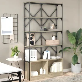 Estantería madera ingeniería y metal roble Sonoma 100x26x180 cm by , Bookcases and shelves - Ref: Foro24-845427, Price: 118,9...