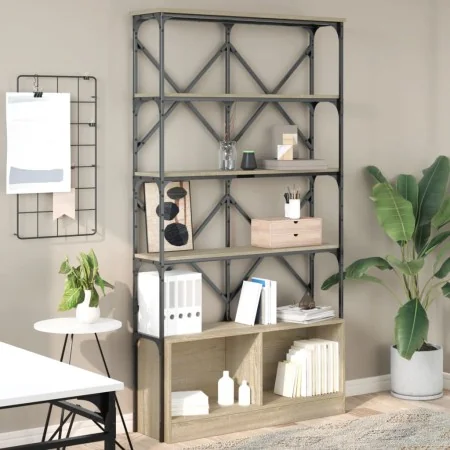 Estantería madera ingeniería y metal roble Sonoma 100x26x180 cm von , Bücherregale und Regale - Ref: Foro24-845427, Preis: 11...