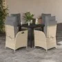 Set comedor de jardín 5 pzas con cojines ratán sintético beige by , Garden sets - Ref: Foro24-3213266, Price: 588,58 €, Disco...