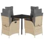 Set comedor de jardín 5 pzas con cojines ratán sintético beige by , Garden sets - Ref: Foro24-3213266, Price: 588,58 €, Disco...