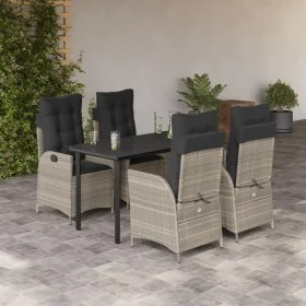 Set comedor de jardín 5 pzas cojines ratán sintético gris claro von , Gartensets - Ref: Foro24-3213287, Preis: 619,22 €, Raba...