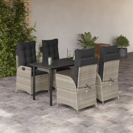 Set comedor de jardín 5 pzas cojines ratán sintético gris claro de , Conjuntos de jardín - Ref: Foro24-3213287, Precio: 619,2...