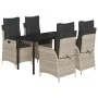 Set comedor de jardín 5 pzas cojines ratán sintético gris claro de , Conjuntos de jardín - Ref: Foro24-3213287, Precio: 619,2...