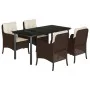 Set comedor de jardín 5 piezas y cojines ratán sintético marrón von , Gartensets - Ref: Foro24-3211944, Preis: 517,19 €, Raba...