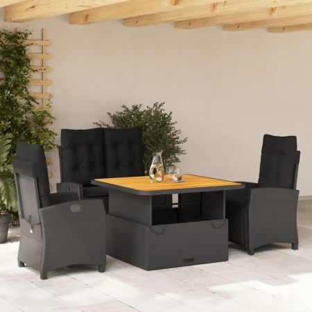 Juego comedor jardín 4 piezas con cojines ratán sintético negro von , Gartensets - Ref: Foro24-3277393, Preis: 623,53 €, Raba...