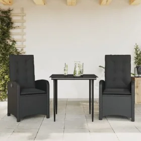 Set comedor de jardín 3 pzas con cojines ratán sintético negro by , Garden sets - Ref: Foro24-3212310, Price: 332,74 €, Disco...