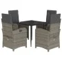 Set comedor de jardín 5 piezas con cojines ratán sintético gris de , Conjuntos de jardín - Ref: Foro24-3212352, Precio: 614,5...