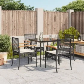 Set de muebles jardín 5 pzas con cojines ratán sintético negro von , Gartensets - Ref: Foro24-3213597, Preis: 342,10 €, Rabat...