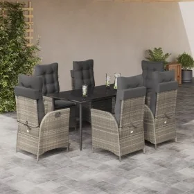 Set comedor jardín 7 pzas y cojines ratán sintético gris claro by , Garden sets - Ref: Foro24-3213279, Price: 883,06 €, Disco...