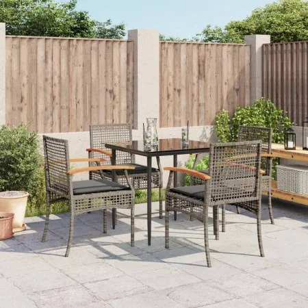 Set comedor de jardín 5 piezas con cojines ratán sintético gris by , Garden sets - Ref: Foro24-3213611, Price: 352,59 €, Disc...