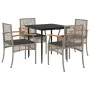 Set comedor de jardín 5 piezas con cojines ratán sintético gris by , Garden sets - Ref: Foro24-3213611, Price: 352,59 €, Disc...