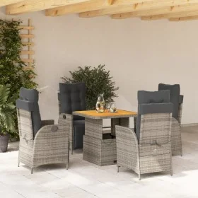 Set comedor de jardín 5 piezas con cojines ratán sintético gris by , Garden sets - Ref: Foro24-3277460, Price: 708,81 €, Disc...