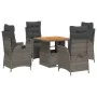 Set comedor de jardín 5 piezas con cojines ratán sintético gris von , Gartensets - Ref: Foro24-3277460, Preis: 708,93 €, Raba...