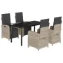 Set comedor de jardín 5 pzas cojines ratán sintético gris claro by , Garden sets - Ref: Foro24-3212608, Price: 729,01 €, Disc...