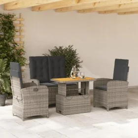 Juego de comedor de jardín 4 piezas con cojines ratán PE gris von , Gartensets - Ref: Foro24-3277347, Preis: 534,24 €, Rabatt: %