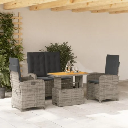 Juego de comedor de jardín 4 piezas con cojines ratán PE gris de , Conjuntos de jardín - Ref: Foro24-3277347, Precio: 514,65 ...