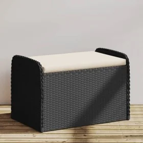 Banco de almacenaje con cojín ratán sintético negro 80x51x52 cm by , garden benches - Ref: Foro24-365730, Price: 123,94 €, Di...