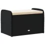 Banco de almacenaje con cojín ratán sintético negro 80x51x52 cm by , garden benches - Ref: Foro24-365730, Price: 123,94 €, Di...