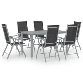 Set de comedor para jardín 7 piezas aluminio plata y negro by , Garden sets - Ref: Foro24-3070636, Price: 455,35 €, Discount: %
