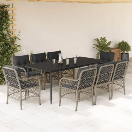 Set comedor de jardín 9 pzas cojines ratán sintético gris claro by , Garden sets - Ref: Foro24-3212172, Price: 1,00 €, Discou...