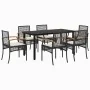 Set de comedor de jardín 7 pzas y cojines ratán sintético negro de , Conjuntos de jardín - Ref: Foro24-3213607, Precio: 475,3...