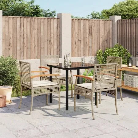Set comedor de jardín 5 pzas con cojines ratán sintético beige by , Garden sets - Ref: Foro24-3213632, Price: 365,38 €, Disco...