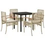 Set comedor de jardín 5 pzas con cojines ratán sintético beige by , Garden sets - Ref: Foro24-3213632, Price: 365,38 €, Disco...