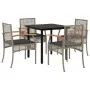 Set comedor de jardín 5 piezas con cojines ratán sintético gris by , Garden sets - Ref: Foro24-3213618, Price: 330,15 €, Disc...