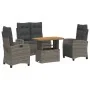 Juego de comedor de jardín 4 piezas con cojines ratán PE gris by , Garden sets - Ref: Foro24-3277408, Price: 600,54 €, Discou...