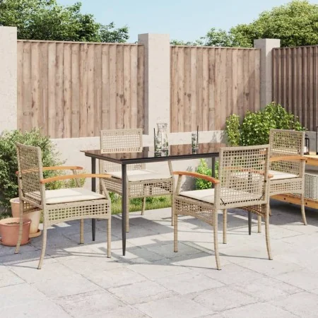Set comedor de jardín 5 pzas con cojines ratán sintético beige de , Conjuntos de jardín - Ref: Foro24-3213626, Precio: 392,58...