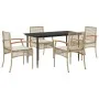 Set comedor de jardín 5 pzas con cojines ratán sintético beige de , Conjuntos de jardín - Ref: Foro24-3213626, Precio: 392,58...