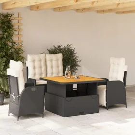 Juego comedor jardín 4 piezas con cojines ratán sintético negro by , Garden sets - Ref: Foro24-3277441, Price: 592,26 €, Disc...