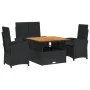 Juego comedor jardín 4 piezas con cojines ratán sintético negro de , Conjuntos de jardín - Ref: Foro24-3277332, Precio: 540,1...