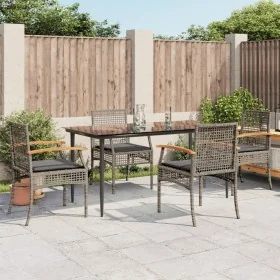 Set comedor de jardín 5 piezas con cojines ratán sintético gris by , Garden sets - Ref: Foro24-3213613, Price: 390,79 €, Disc...