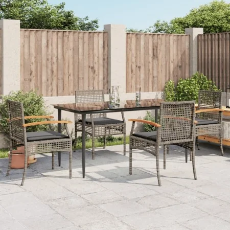 Set comedor de jardín 5 piezas con cojines ratán sintético gris von , Gartensets - Ref: Foro24-3213613, Preis: 390,79 €, Raba...