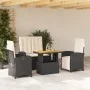 Juego comedor jardín 4 piezas con cojines ratán sintético negro de , Conjuntos de jardín - Ref: Foro24-3277324, Precio: 505,5...