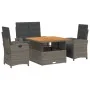 Juego de comedor de jardín 4 piezas con cojines ratán PE gris by , Garden sets - Ref: Foro24-3277345, Price: 573,84 €, Discou...