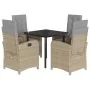 Set comedor de jardín 5 pzas con cojines ratán sintético beige by , Garden sets - Ref: Foro24-3212402, Price: 634,28 €, Disco...