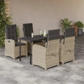 Set comedor de jardín 5 pzas cojines ratán sintético gris claro by , Garden sets - Ref: Foro24-3212423, Price: 622,67 €, Disc...