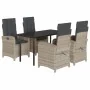 Set comedor de jardín 5 pzas cojines ratán sintético gris claro by , Garden sets - Ref: Foro24-3212423, Price: 622,74 €, Disc...